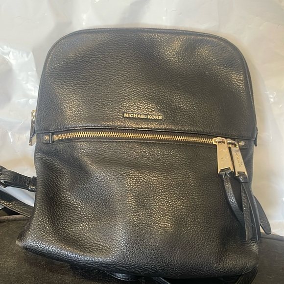 Black Leather Michael Kors Backpack
